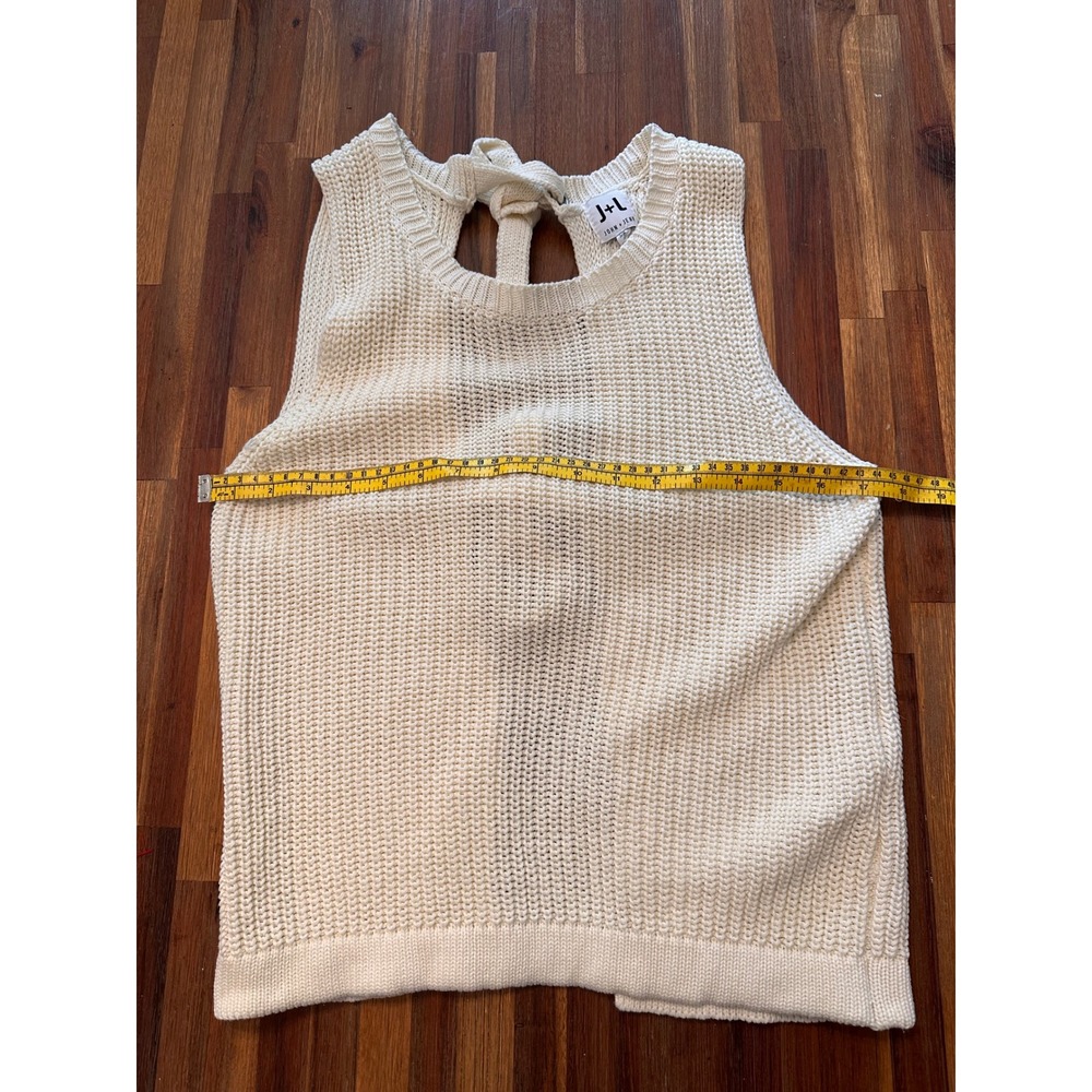 John + Jenn Knit Tank Top Womens Small Ivory Excellent Open Back D-Ring Tie